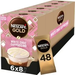 Nieuwe Producten 1 NESCAFE GOLD White Choc Cappuccino 6 Doosjes à 8 Zakjes