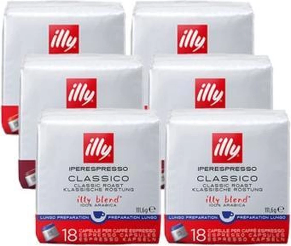 Illy - Iperespresso Koffie Home Classico Lungo 6 X 18 Capsules 3 Illy - Iperespresso Koffie Home Classico Lungo 6 X 18 Capsules