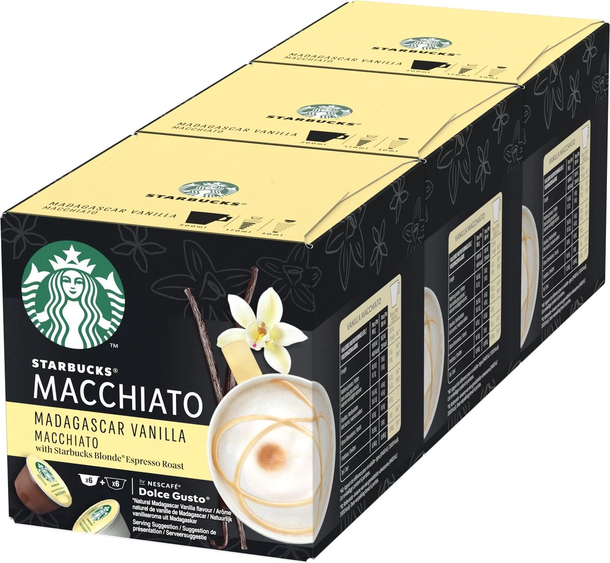 Starbucks By Dolce Gusto Capsules Madagascar Vanilla Macchiato- 3 Doosjes à 12 Koffiecups 3 Starbucks By Dolce Gusto Capsules Madagascar Vanilla Macchiato- 3 Doosjes à 12 Koffiecups