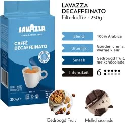 Lavazza Caffe Decaffeinato Filterkoffie - 250 Gram X8 -Koffiehuis 1200x1177 2