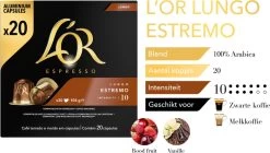L'OR Lungo Estremo (10) - 10 X 20 Koffiecups -Koffiehuis 1200x678 1