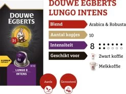 Douwe Egberts Lungo Intens Koffiecups - Intensiteit 8/12 - 10 X 10 Capsules -Koffiehuis 1200x894