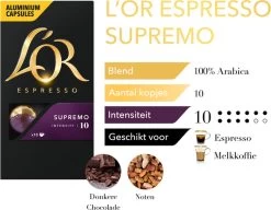 L'OR Espresso Supremo Koffiecups - Intensiteit 10/12 - 10 X 10 Capsules -Koffiehuis 1200x933