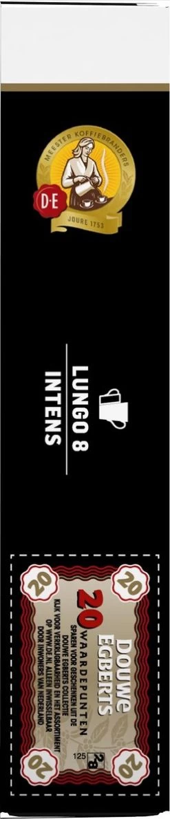 Douwe Egberts Lungo Intens Koffiecups - Intensiteit 8/12 - 10 X 20 Capsules 20 Douwe Egberts Lungo Intens Koffiecups - Intensiteit 8/12 - 10 X 20 Capsules -Koffiehuis 249x1200 1