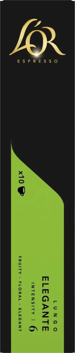 L'OR Lungo Elegante Koffiecups - Intensiteit 6/12 - 10 X 10 Capsules -Koffiehuis 255x1200