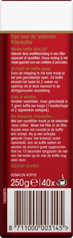 Douwe Egberts Aroma Rood Filterkoffie - 24 X 250 Gram -Koffiehuis 373x1200