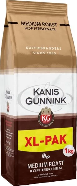 Kanis & Gunnink Medium Roast Koffiebonen - 4 X 1000 Gram - Voordeelverpakking -Koffiehuis 497x1200