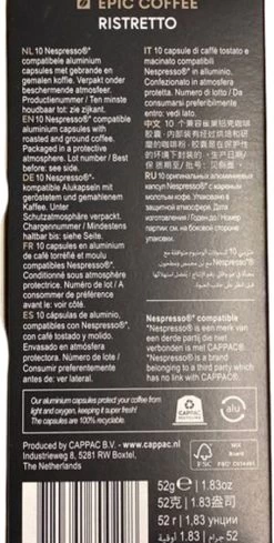 100 Capsules Epic Coffee - Ristretto - Nespresso® Compatible Aluminium Capsules - RFA Keurmerk - Doos 100 Stuks -Koffiehuis 606x1200 7