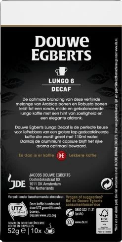 Douwe Egberts Lungo Decaf Koffiecups - Intensiteit 6/12 - 10 X 10 Capsules -Koffiehuis 607x1200 3
