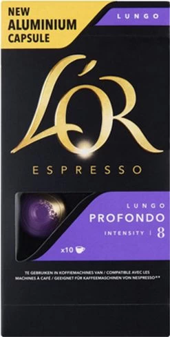 L'OR Lungo Profondo Koffiecups - Intensiteit 8/12 - 10 X 10 Capsules -Koffiehuis 608x1200 1