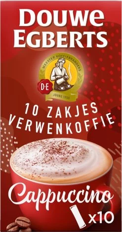 Douwe Egberts Verwenkoffie Cappuccino Oploskoffie - 5 X 10 Zakjes -Koffiehuis 630x1200 1