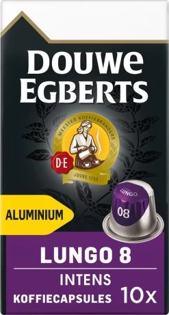 Douwe Egberts Lungo Intens Koffiecups - Intensiteit 8/12 - 10 X 10 Capsules -Koffiehuis 643x1200