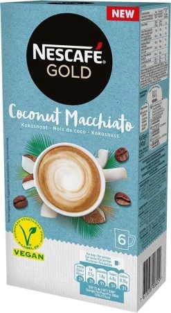 Nescafé Gold Coconut Macchiato Oploskoffie - 6 Doosjes à 6 Zakjes -Koffiehuis 657x1200