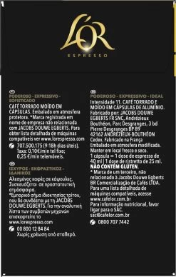 L'OR Espresso Ristretto Koffiecups - Intensiteit 11/12 - 4 X 40 Capsules -Koffiehuis 764x1200