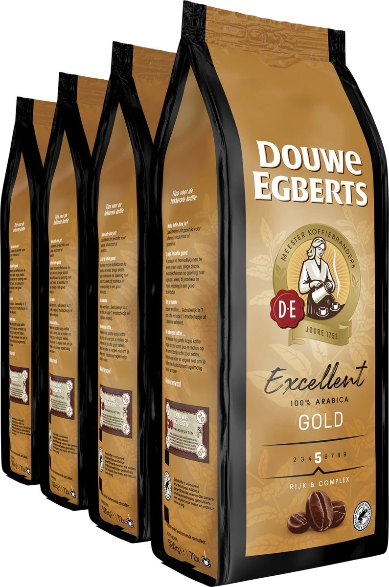 Douwe Egberts Excellent Gold Koffiebonen - 4 X 500 Gram 3 Douwe Egberts Excellent Gold Koffiebonen - 4 X 500 Gram
