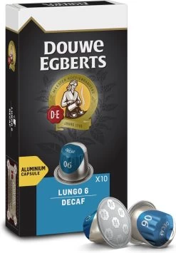 Douwe Egberts Lungo Decaf Koffiecups - Intensiteit 6/12 - 10 X 10 Capsules -Koffiehuis 836x1200
