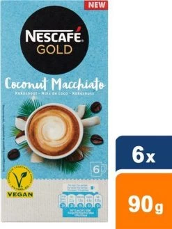 Nescafé Gold Coconut Macchiato Oploskoffie - 6 Doosjes à 6 Zakjes -Koffiehuis 901x1200