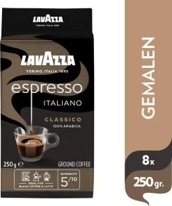 Lavazza Espresso Italiano Classico Gemalen / Filterkoffie - 8 X 250 Gram -Koffiehuis 998x1200